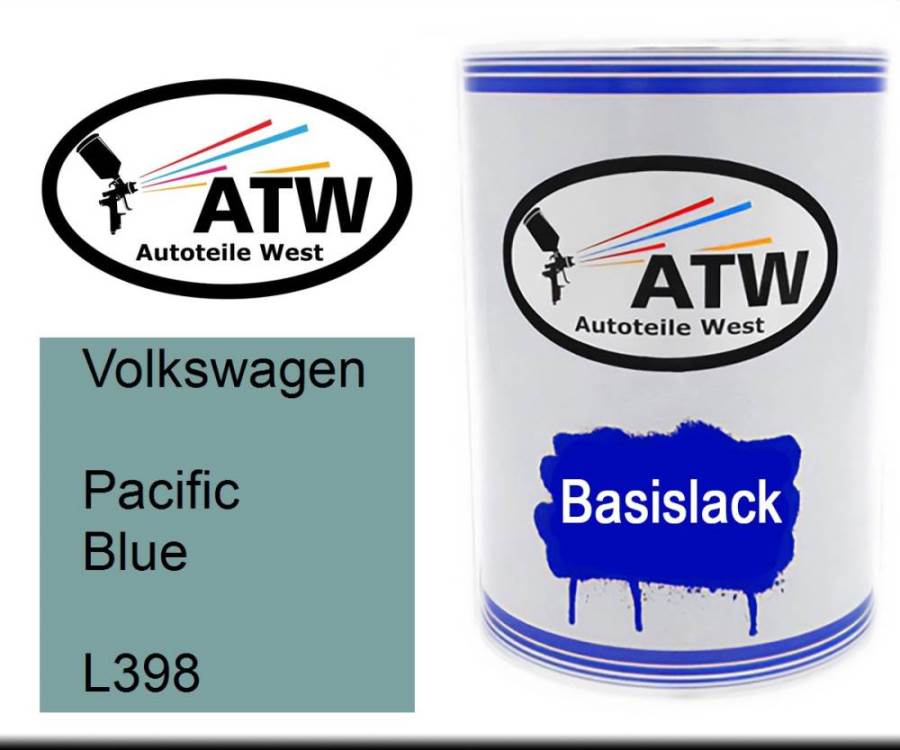 Volkswagen, Pacific Blue, L398: 500ml Lackdose, von ATW Autoteile West.